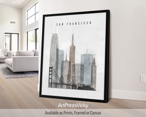San Francisco Poster in Soft Urban Watercolors