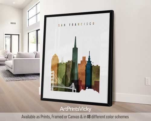 San Francisco Poster in Energetic Watercolors