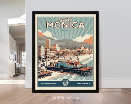 Santa Monica retro poster