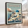 Santorini Poster Inspired by Retro Travel Art