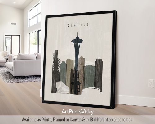 Seattle city print with a Distressed 2 effect by ArtPrintsVicky