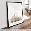 Art print of a stylized map of Seattle featuring notable landmarks and the Space Needle.