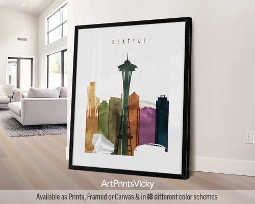 Dynamic & Vibrant Seattle Cityscape Poster