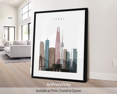 Seoul city print with a Distressed 1 effect by ArtPrintsVicky