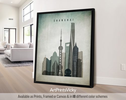 Shanghai city poster with a Distressed 3 effect by ArtPrintsVicky