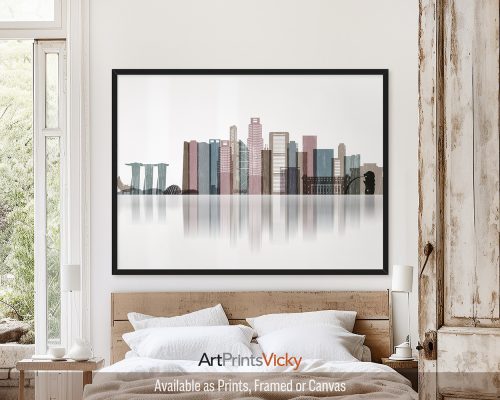 Singapore Wall Art Print in Distressed Style