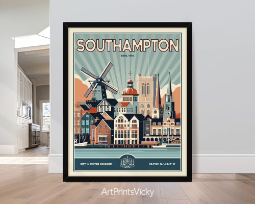 Southampton Print Inspired by Retro Travel Art