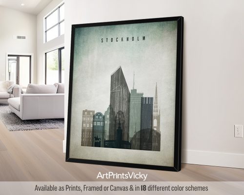 Stockholm city poster with a Distressed 3 effect by ArtPrintsVicky