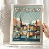 Stockholm Poster Inspired by Retro Travel Art