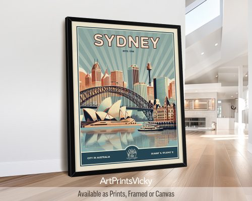 Sydney Poster Inspired by Retro Travel Art