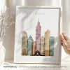 Art print of Taipei city skyline featuring various buildings and the Taipei 101 tower.