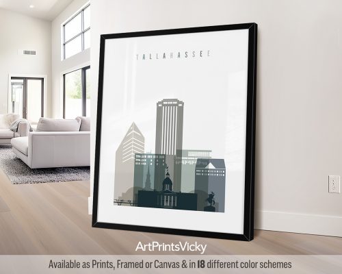 Tallahassee City Print in Cool Earth Colors by ArtPrintsVicky
