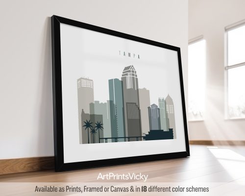 Tampa Bay: Cityscape Poster in Earth Tones by ArtPrintsVicky