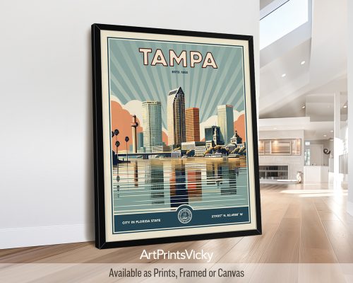 Tampa Poster Inspired by Retro Travel Art