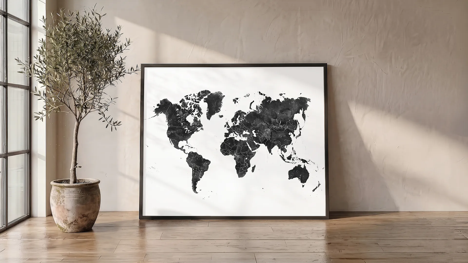 Timeless Travel Black White World Map Poster | ArtPrintsVicky