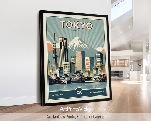 Tokyo Poster Inspired by Retro Travel Art