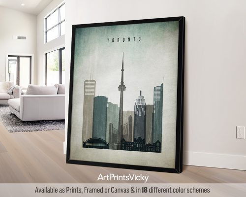 Toronto skyline poster with Distressed 3 effect by ArtPrintsVicky