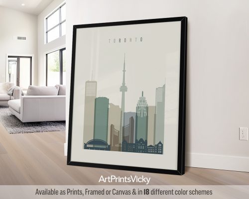 Toronto wall art print in Earth Tones 1 theme, modern city print by ArtPrintsVicky