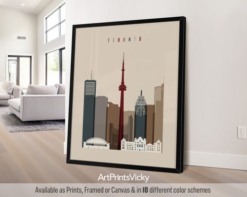 Toronto skyline poster in earth tones 2 by ArtPrintsVicky