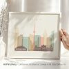 Framed artwork of a Toronto cityscape featuring notable buildings and the CN Tower.