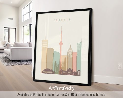 Toronto skyline in warm pastel cream theme, modern city print by ArtPrintsVicky