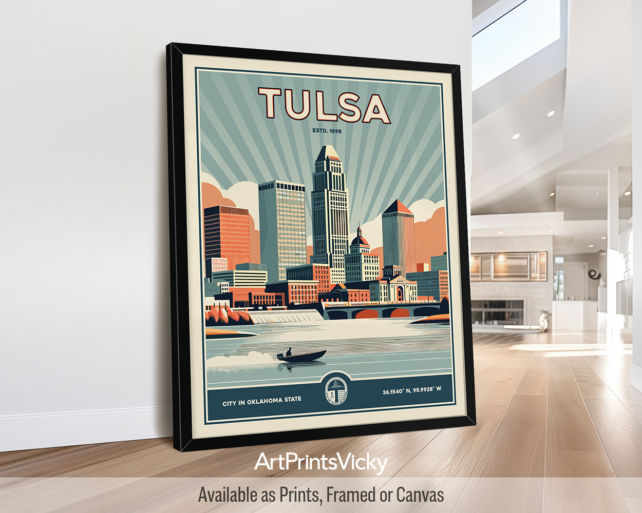 Tulsa Poster Inspired by Retro Travel Art