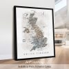 United Kingdom Detailed Map Print In Watercolour by ArtPrintsVicky