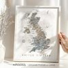 United Kingdom Detailed Map Print In Watercolour by ArtPrintsVicky