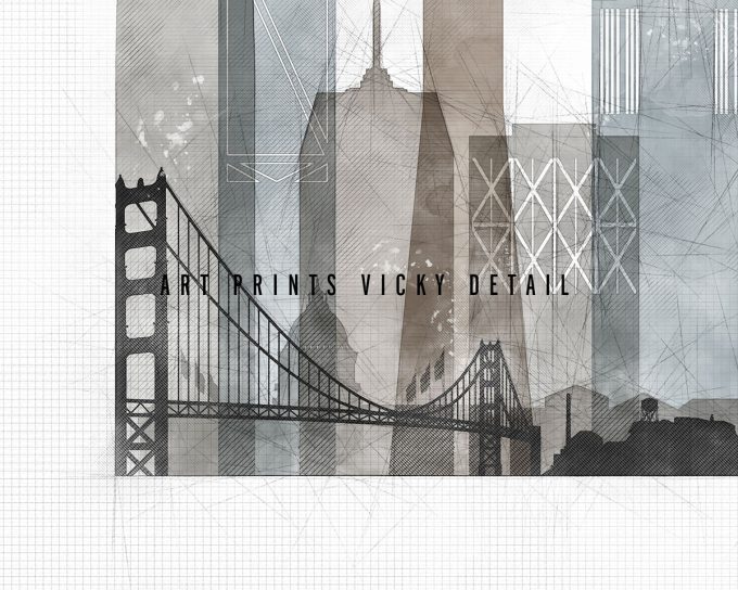 Illustration featuring a bridge and city skyline with a grid background and text overlay.
