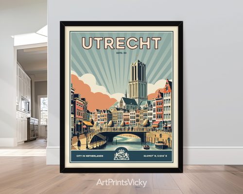 Utrecht Poster Inspired by Retro Travel Art