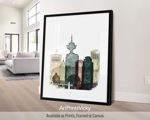Vancouver Drawing Print in Colurful Tones by ArtPrintsVicky