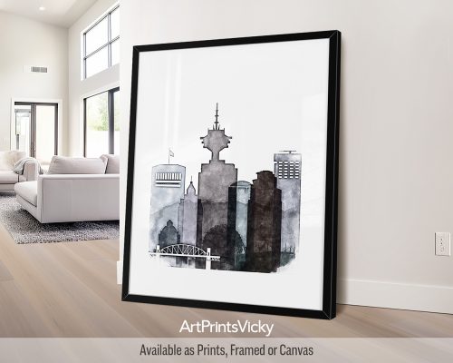 Vancouver Drawing Print in Cool Tones by ArtPrintsVicky
