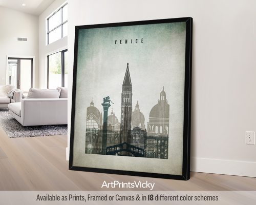 Venice city art print with a Distressed 3 effect by ArtPrintsVicky