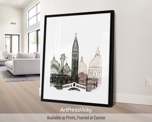 Vancouver Drawing Print in Warm Tones by ArtPrintsVicky