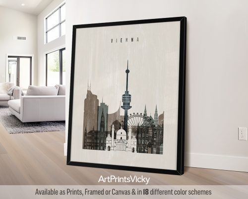 Vienna city print with a Distressed 2 effect by ArtPrintsVicky