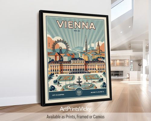 Vienna Poster Inspired by Retro Travel Art