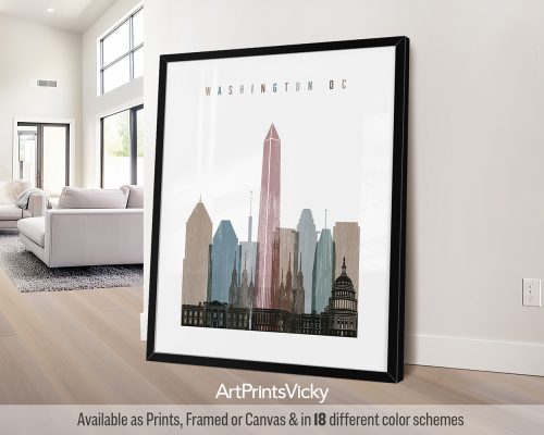 Washington DC city print with a Distressed 1 effect by ArtPrintsVicky