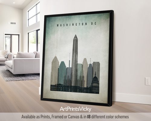 Washington DC city print with a Distressed 3 effect by ArtPrintsVicky