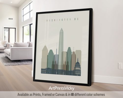 Washington D.C. city skyline print in Earth Tones 1 by ArtPrintsVicky