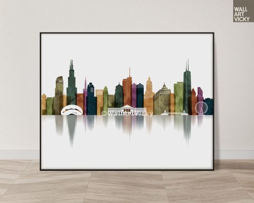 Chicago wall art print in watercolour 3