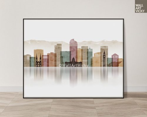 Denver Wall Art Print in Watercolor 1 Style