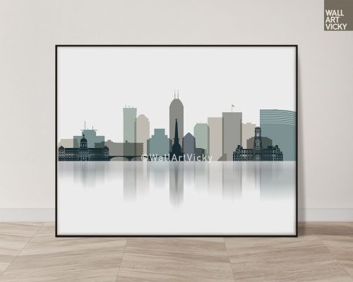 Indianapolis Wall Art Print in Earth Tones 4 Style