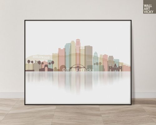 Los Angeles Wall Art Print in Pastel White Style