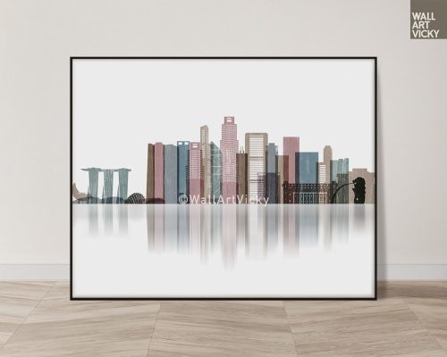 Singapore Wall Art Print in Distressed 1 Style