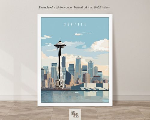 Travel Print of Seattle as white frame