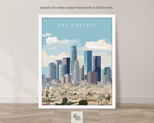 Travel Print of Los Angeles as white frame print