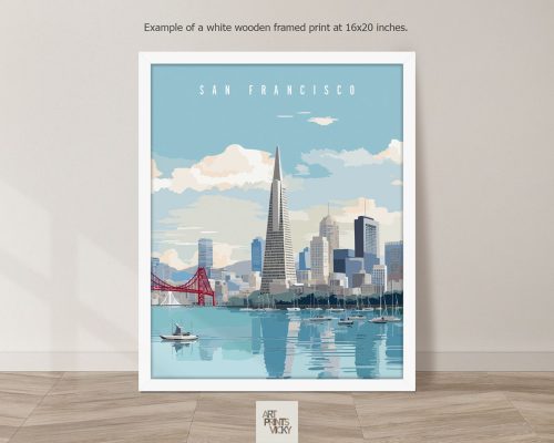 Travel Print of San Francisco as white frame print
