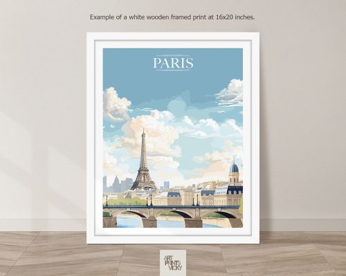 Paris City Print as white frame print