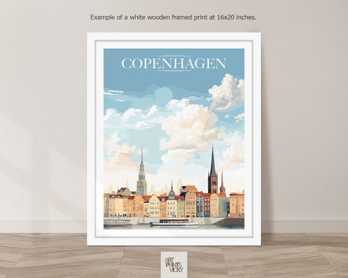 Copenhagen City Print as white frame print