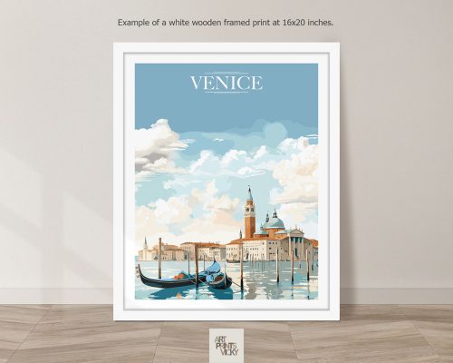 Venice City Print as white frame print